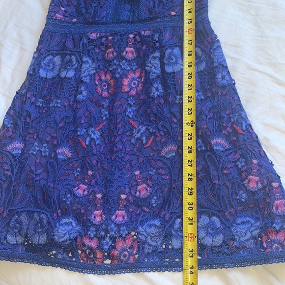 Marchesa Blue and Pink Lace Mini Dress - Picture 13 of 14